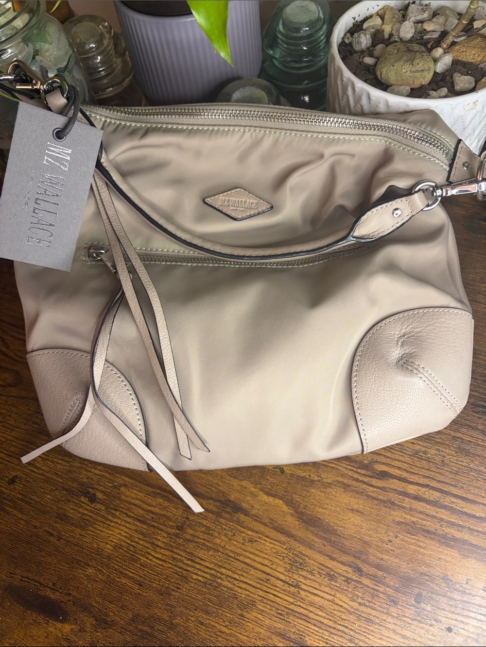 MZ Wallace Beige and Taupe Shoulder Bag